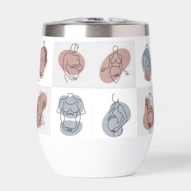 Serene Motherhood Line Art - Abstrait Baby Bump (Avant)