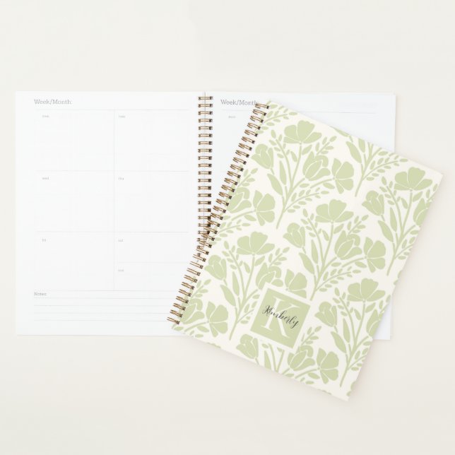 Serene Neutral Florals Monogramme (Devant avec enveloppe)