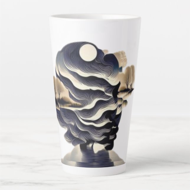 Serene Sunset Silhouette Latte Mug Design (Devant)