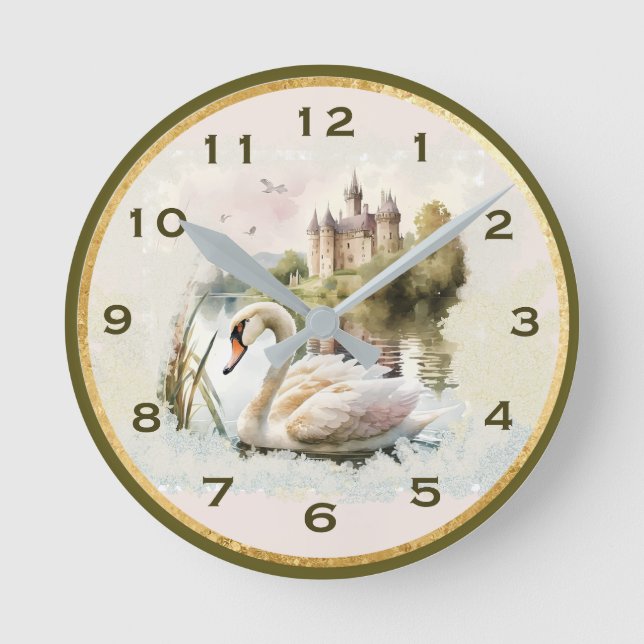 Serene Swan Scène Mur Horloge Blanche (Recto)