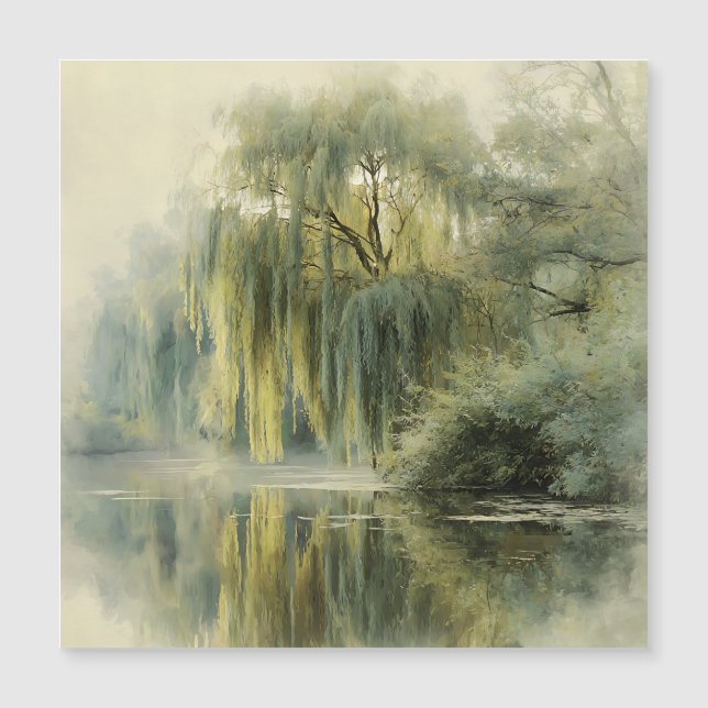 Serene Willow Tree Reflection Nature Art (10) (Devant)