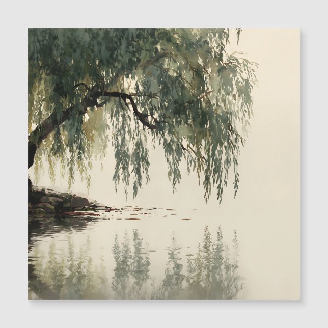 Serene Willow Tree Reflection Nature Art (11) (Devant)
