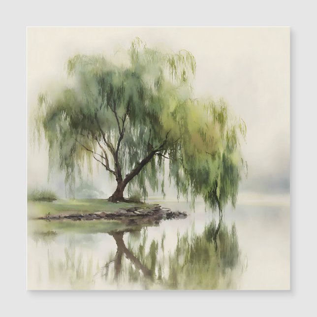 Serene Willow Tree Reflection Nature Art (12) (Devant)
