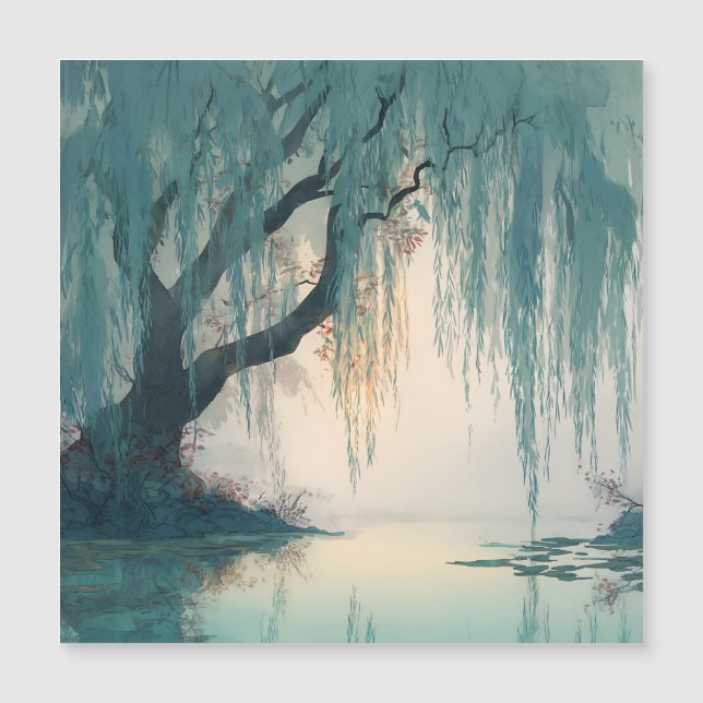 Serene Willow Tree Reflection Nature Art (3) (Devant)