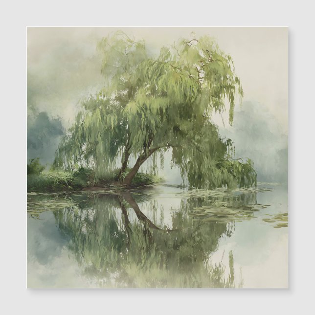 Serene Willow Tree Reflection Nature Art (5) (Devant)