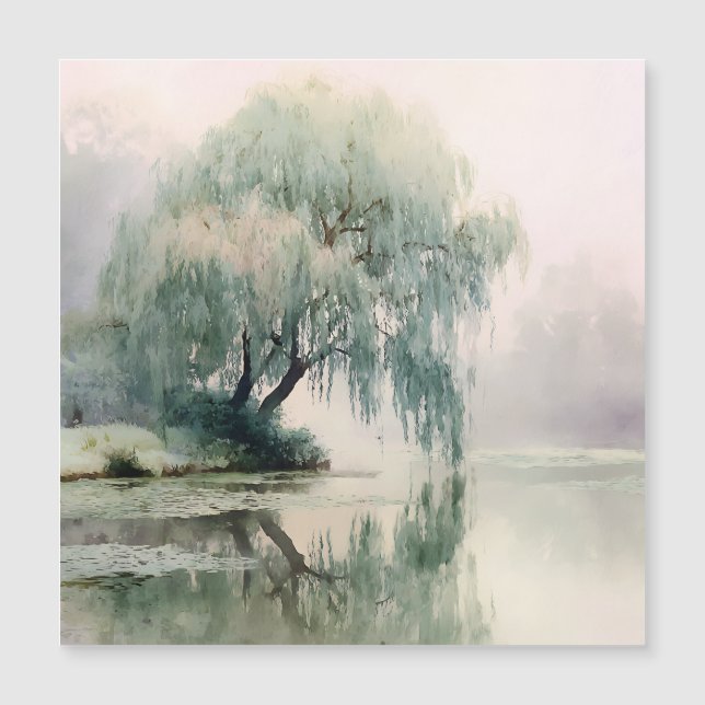 Serene Willow Tree Reflection Nature Art (7) (Devant)