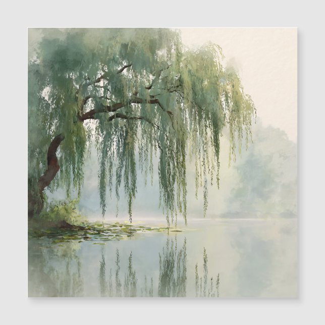 Serene Willow Tree Reflection Nature Art (9) (Devant)