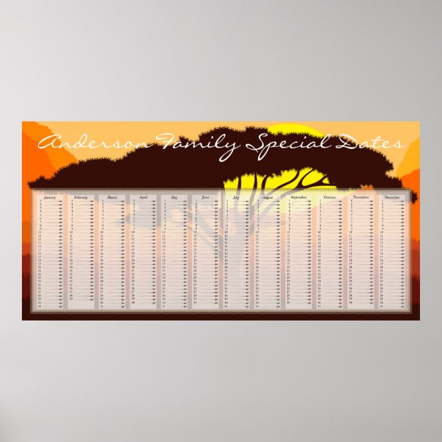 Serengeti Parapluie Affiche Calendrier d'anniversa (Devant)