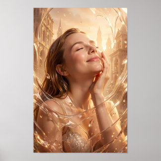 Sérénité dorée dans un poster de ville lumineuse