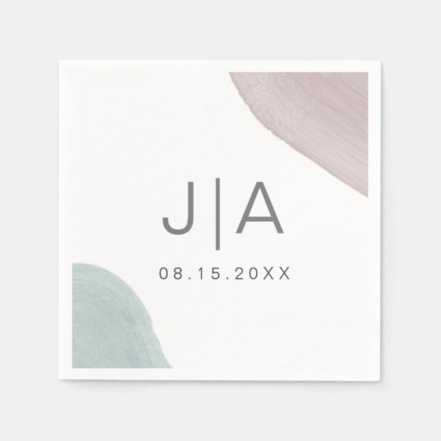 Sérénité Moderne | Serviette en Papier Monogramme (Devant)