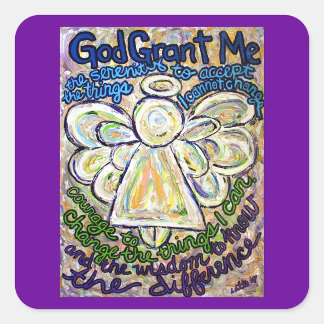 Sérénité Prière Ange Art Peinture Stickers (Devant)