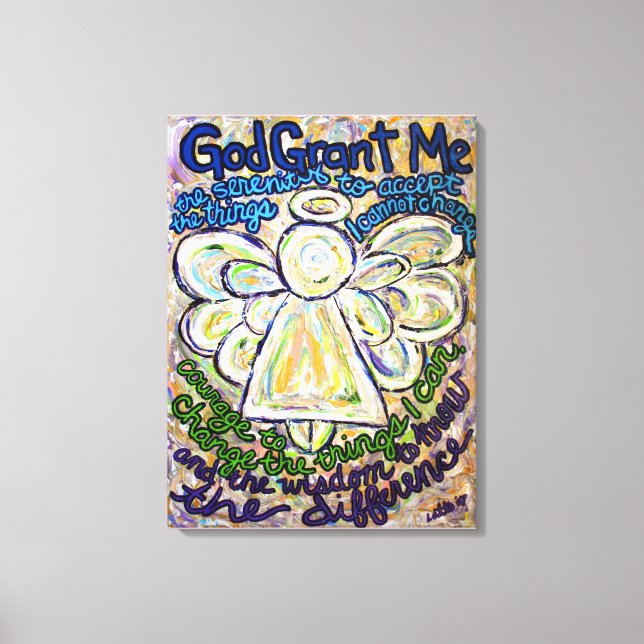 Sérénité Prière Ange Peinture Toile Enveloppée Art (Recto)