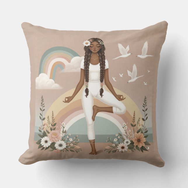Serenity in Balance Boho Yoga Coussin (Recto)