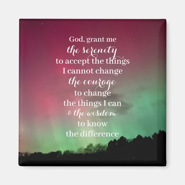 Serenity Prayer Magnet with Aurora Background (Devant)