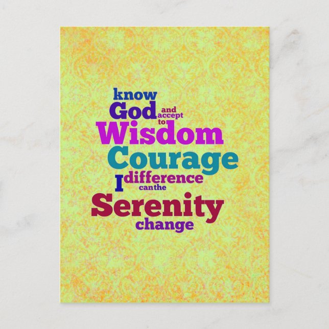 Serenity Prayer mot carte postale (Devant)