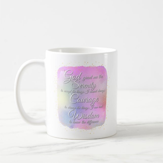 Serenity Prayer Pink and Gold Coffee Mug (Gauche)