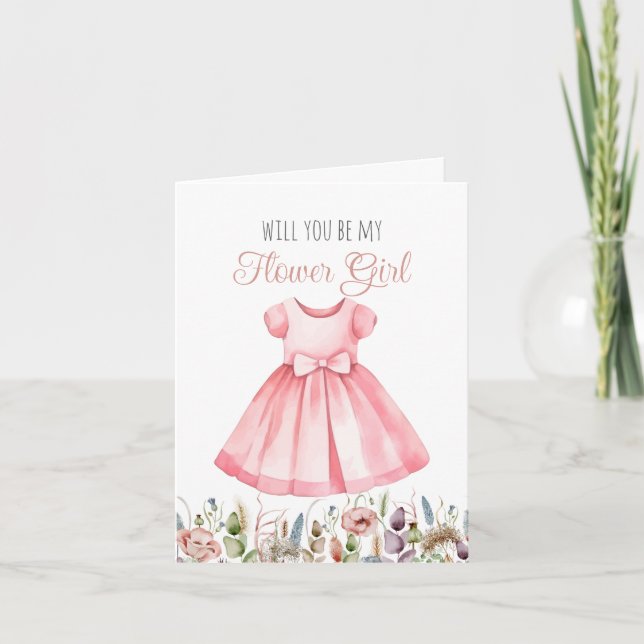Serez-vous ma carte fille Flower Girl Watercolor (Devant)