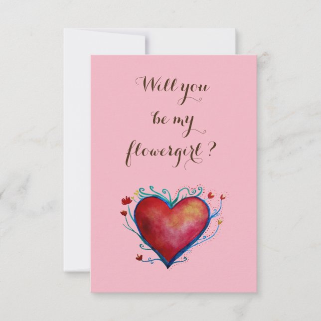 Serez-vous ma carte postale invitation fleurie ros (Devant)