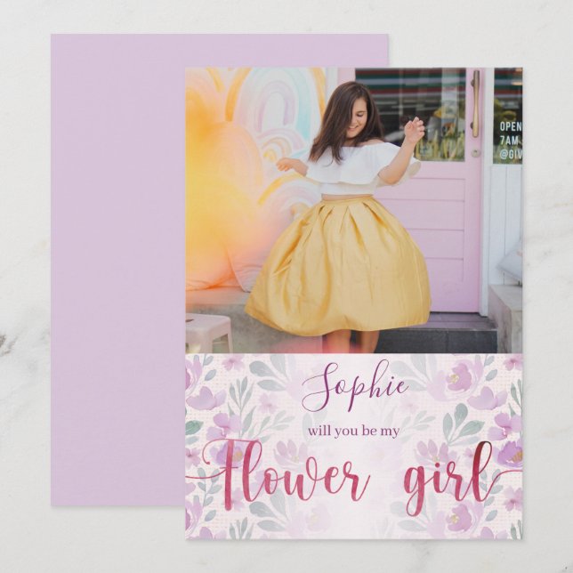 Serez-vous ma Demoiselle d'Honneur Fleur Aquarelle (Devant / Derrière)