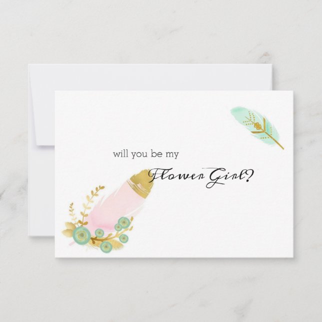 Serez-vous ma Demoiselle d'Honneur Fleur Boho Rose (Devant)