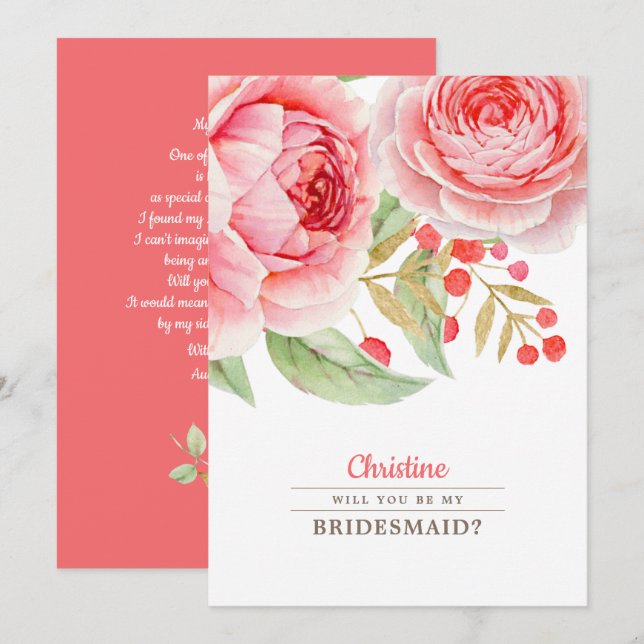 Serez-vous ma demoiselle d'honneur ? Invitations d (Devant / Derrière)