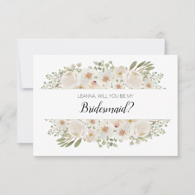 Serez-Vous Ma Femme D'Accueil Blanc Floral Élégant (Devant)