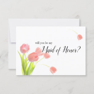 Serez-vous ma femme d'honneur Tulipes roses douces