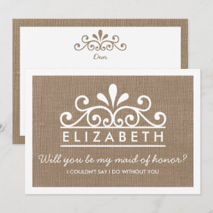 Serez-Vous Ma Fille D'Honneur ? Carte Burlap Tiara