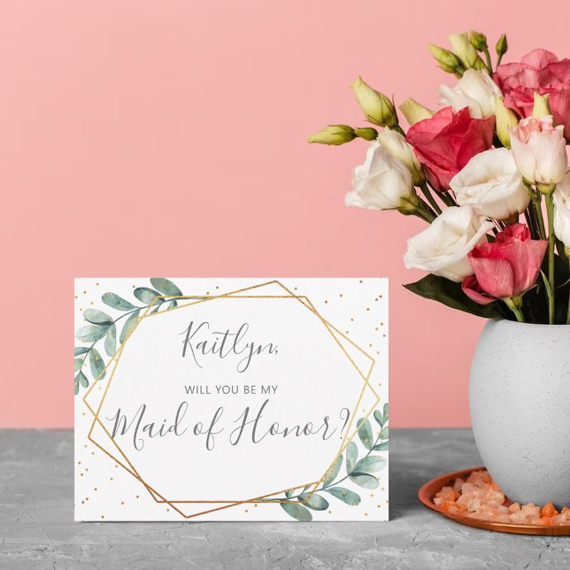 Serez-Vous Ma Fille D'Honneur Eucalyptus Géométriq (Créateur téléchargé)