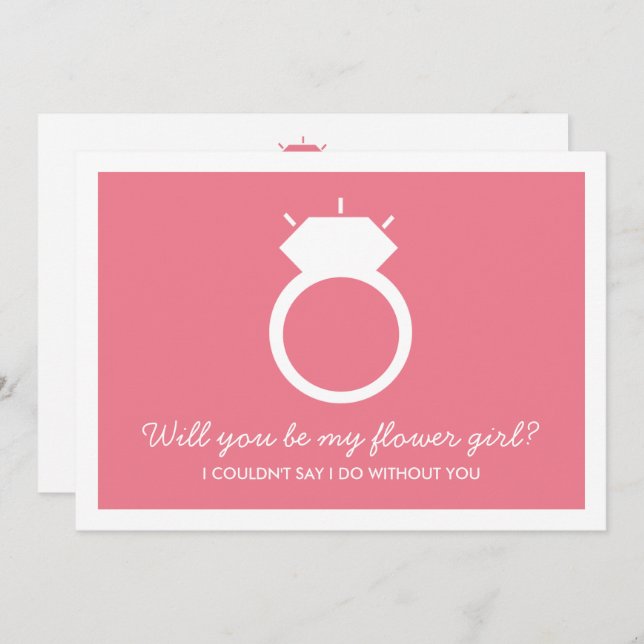 Serez-Vous Ma Fille Fleur ? Carte à anneaux rose (Devant / Derrière)