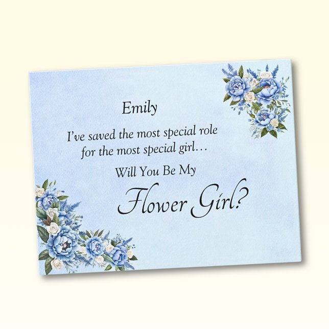 Serez-Vous Ma Fille Fleur ? Carte Blue Peony (Créateur téléchargé)