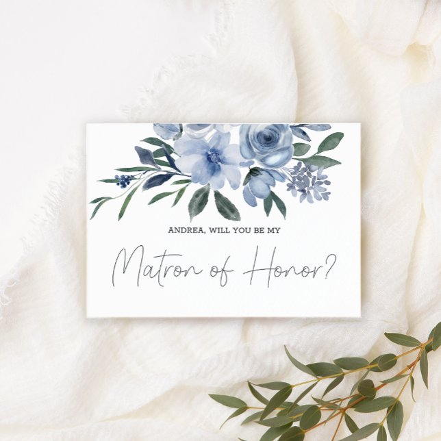 Serez-vous ma Matrone d'Honneur Fleurs Bleu Poussi (Créateur téléchargé)
