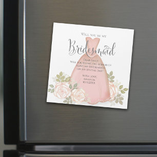 Serez-vous mon Aquarelle Flower Girl Blush Magnet