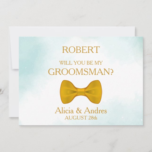 Serez-vous mon Groomsman avec Gold Bow Invitation  (Devant)