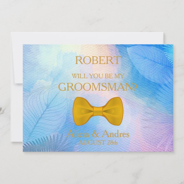 Serez-vous mon Groomsman avec Gold Bow Invitation  (Devant)