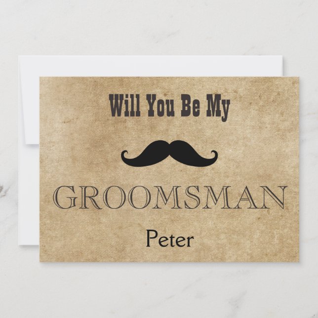 Serez-Vous Mon Groomsman Black Mustache Invitation (Devant)