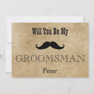 Serez-Vous Mon Groomsman Black Mustache Invitation