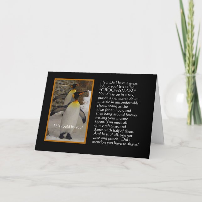 Serez-vous mon Groomsman ? Carte d'humour de (Devant)