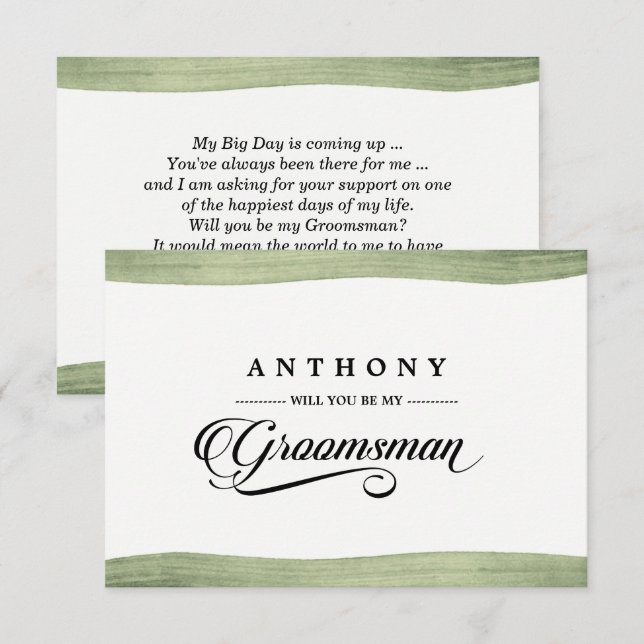 Serez-vous mon Groomsman ? Invitations d'aquarelle (Devant / Derrière)