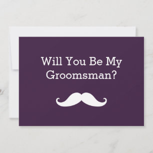 Serez-Vous Mon Groomsman White Mustache Invitation