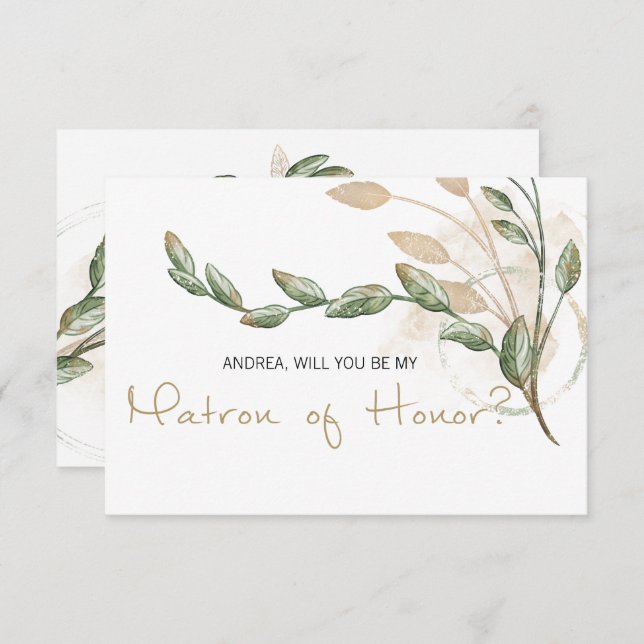 Serez-vous mon maître d'honneur Gold Sage Green (Devant / Derrière)