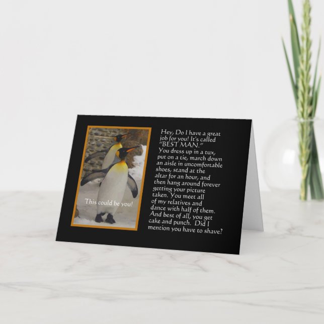 Serez-vous mon meilleur homme ? Carte d'humour de (Devant)