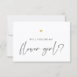 Serez-Vous Mon Script Carte Fleur Gold Coeur