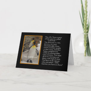 Serez-vous mon Usher ? Carte d'humour de pingouin