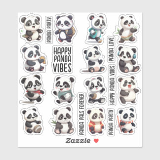 Série Panda 15pcs pour Journal, Stickers Scrapbook