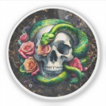 Serpent Avec Sticker Vert Crâne.