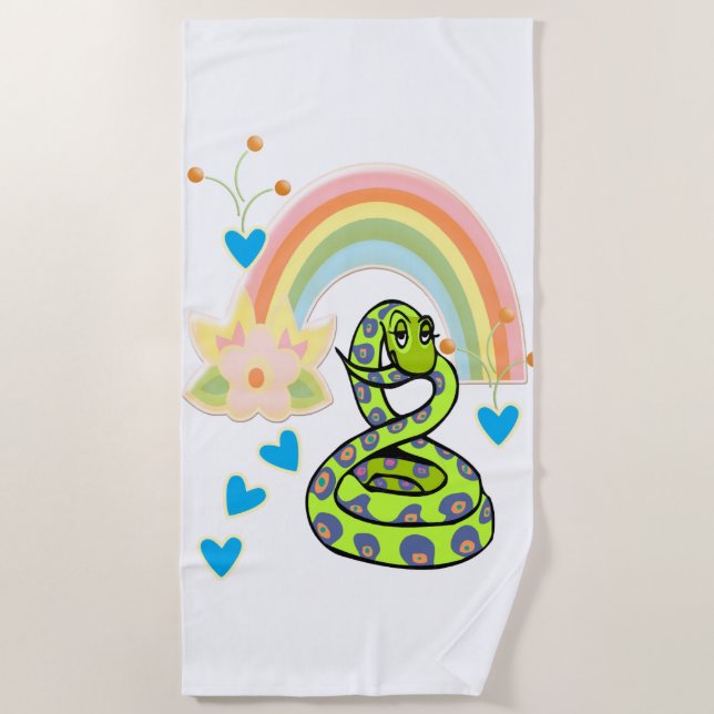 Serpent de serviette de plage Rainbow Floral (Devant)
