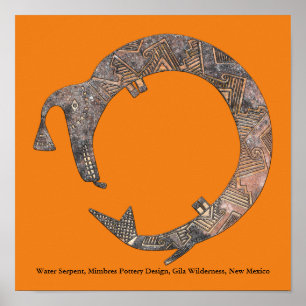 Serpent D'Eau, Poterie Mimbres Poster Design Poste