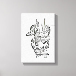 Serpent enroulé autour de la toile d'arbre Imprime