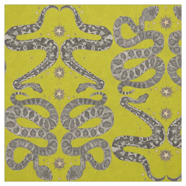 serpents célestes tissu chartreuse (Échantillon)